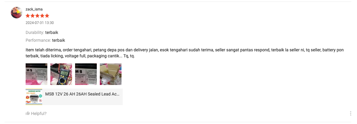 Customer Review - 5 Star Rating