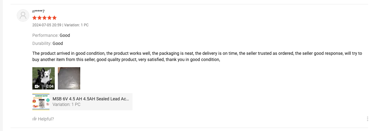 Customer Review - 5 Star Rating